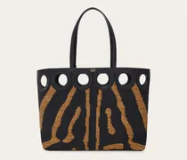 Damen Totebag mit Gancini-Textur (M) Schwarz