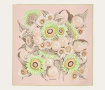 Damen Seidenhalstuch mit Sonnenblumen-Print Rosa