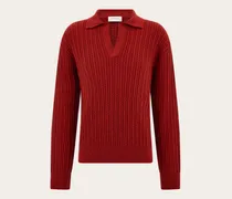Herren Pullover mit Polokragen Rot