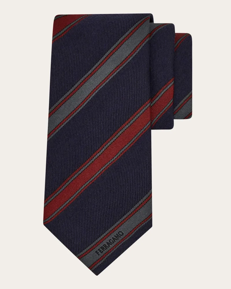 Ferragamo Herren Jacquard-Regimentskrawatte Blau Blau