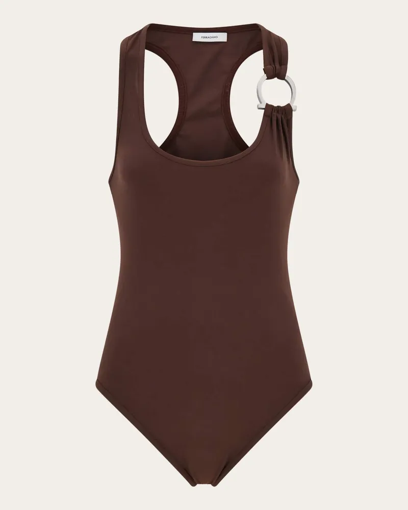 Ferragamo Damen Gancini Full-Badeanzug Braun Braun