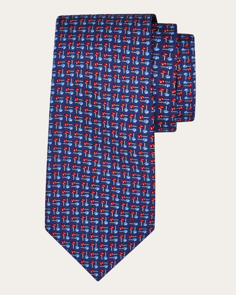 Ferragamo Herren Seidenkrawatte mit Lolli-Print Blau Blau