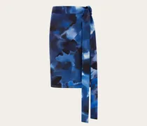 Damen Knielanger Rock mit Nelke-Print Blau