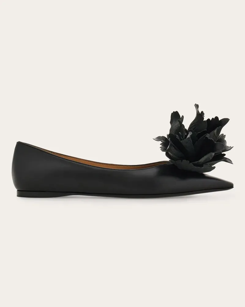 Ferragamo Damen Ballerina mit Blume Schwarz Größe Schwarz
