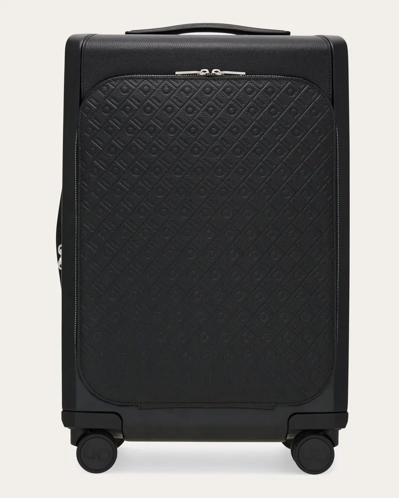 Ferragamo Herren Trolley mit Ferragamo Monogram Prägung Schwarz Schwarz