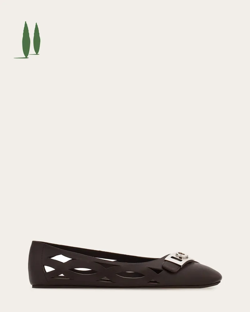 Ferragamo Damen Back to Earth - Ballerina mit Hug-Schnalle Braun Größe 5 Braun