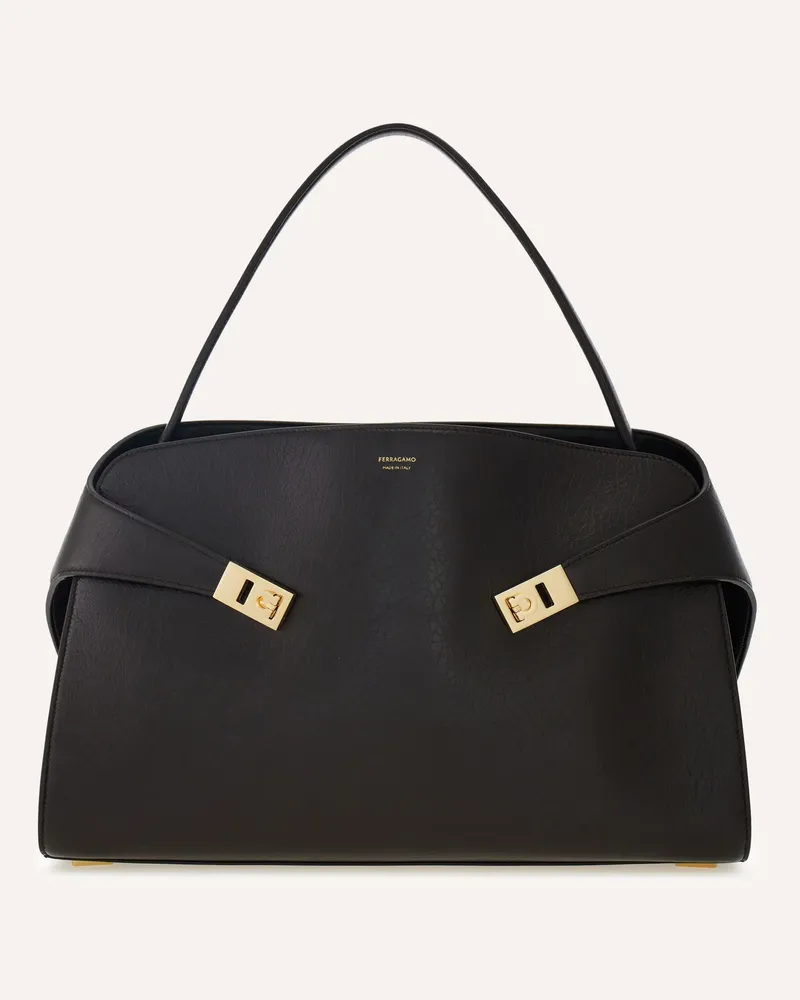 Ferragamo Damen Zweifarbige Schultertasche Hug Soft (L) Braun Braun