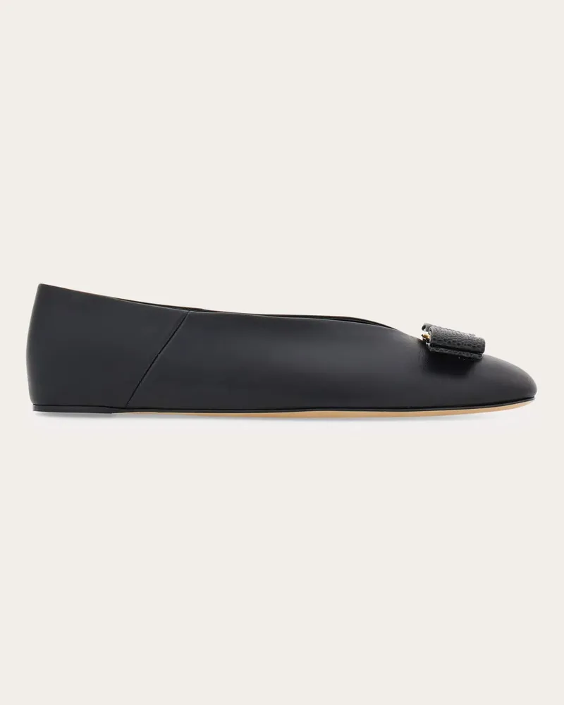 Ferragamo Damen Ballerina mit Vara-Schleife Schwarz Größe 5 Schwarz