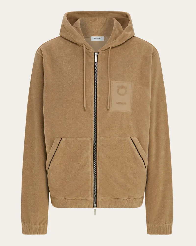 Ferragamo Herren Sweatshirt Ferragamo-Monogram Beige Braun