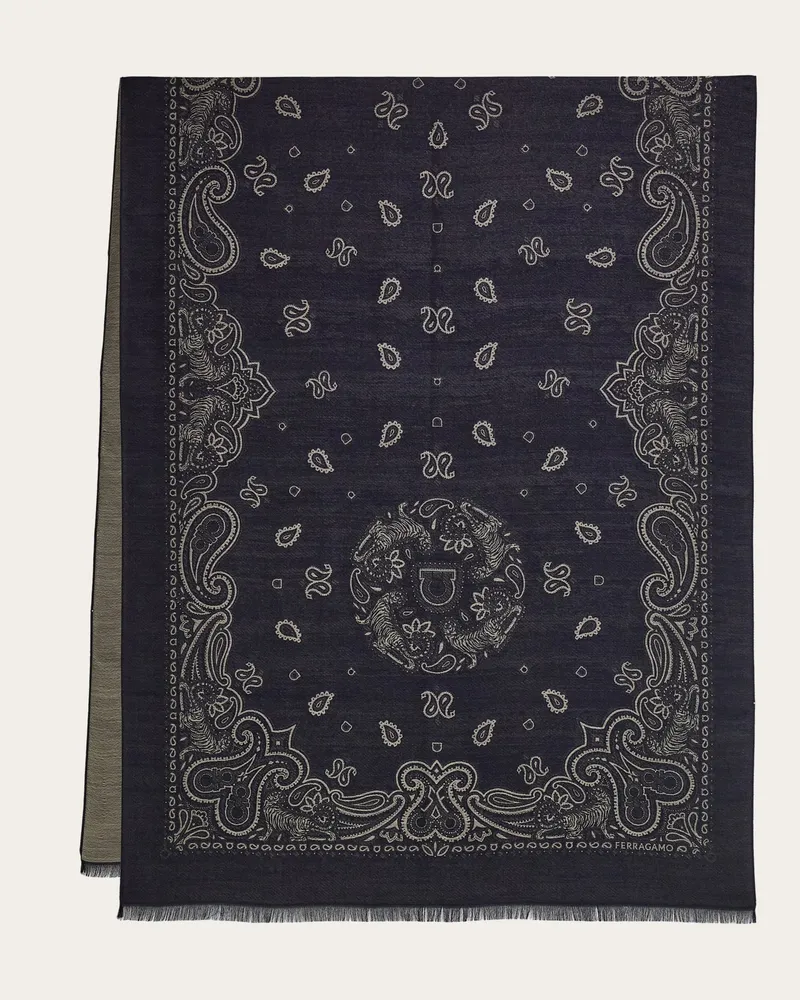 Ferragamo Herren Stola mit Arabesque-Print Blau Blau