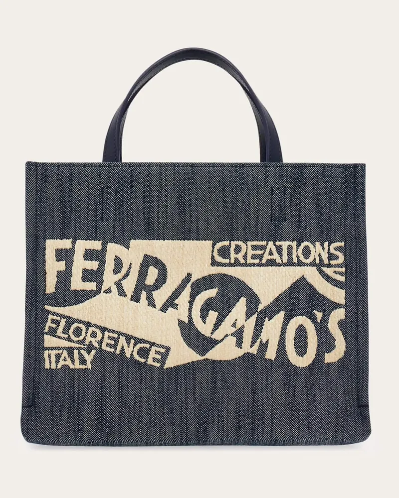 Ferragamo Damen Cabas mit Logo (M) Blau Blau
