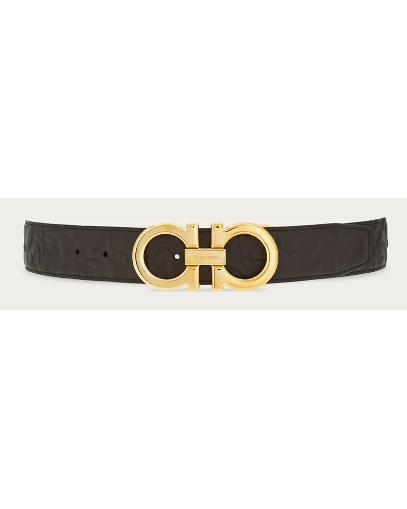 Ferragamo Herren Verstellbarer Gancini Wendegürtel Braun Braun