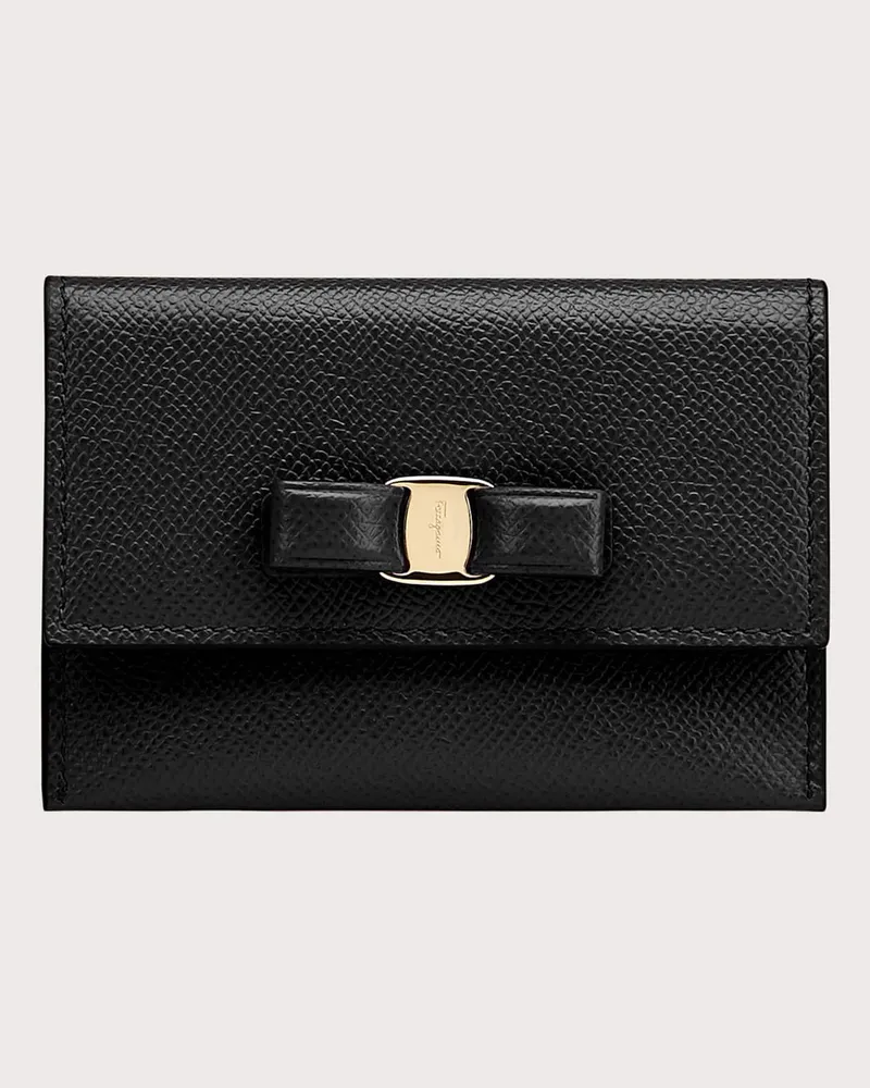 Ferragamo Damen Kartenetui mit Vara-Schleife Schwarz 