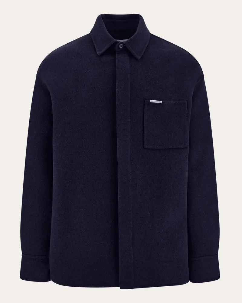 Ferragamo Herren Cashmere-blend overshirt Blau Blau