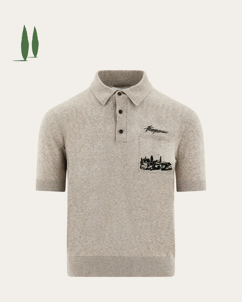 Ferragamo Herren Back to Earth - Polohemd Tuscany-Print Grau Grau