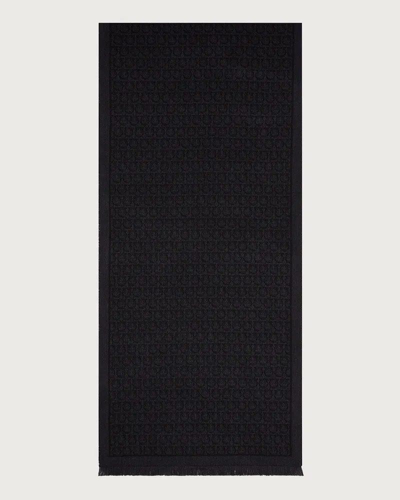 Ferragamo Damen Schal mit Gancini-Motiv Schwarz Schwarz