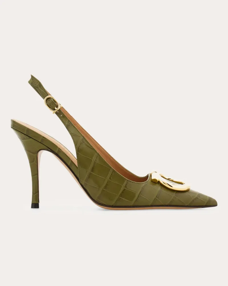 Ferragamo Damen Maxi Gancini Slingback Grün Größe Grün