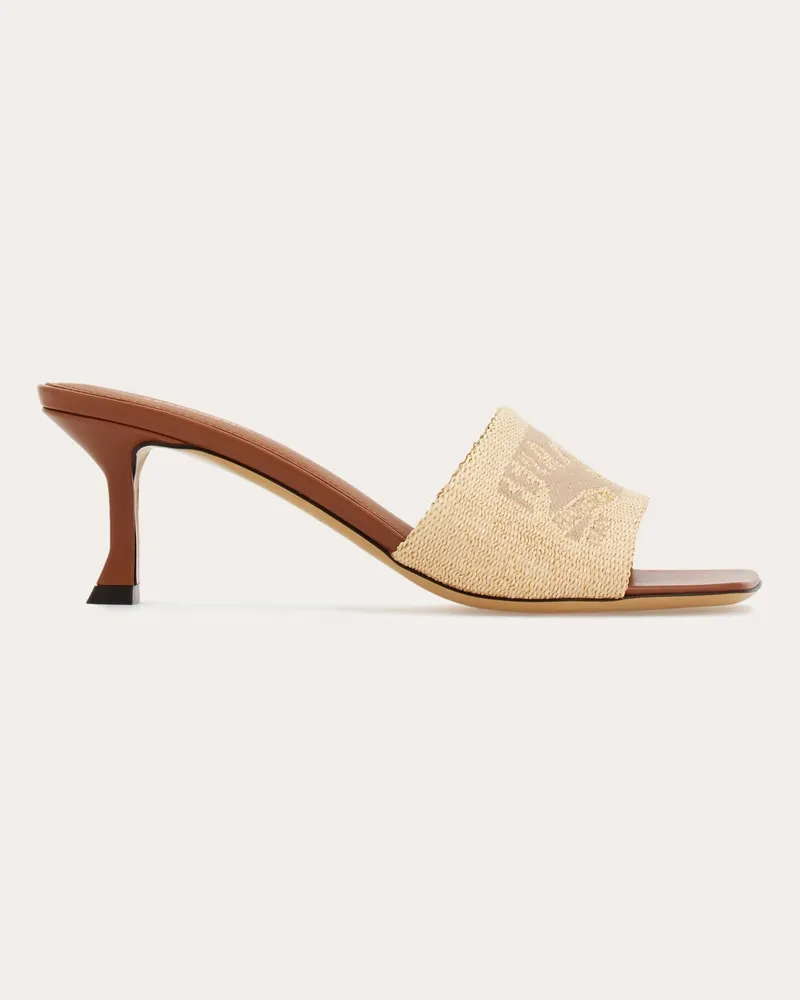 Ferragamo Damen Slide mit Venna-Logo Beige Größe 5 Braun