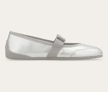 Damen Sportlicher Ballerina mit Vara-Schleife Silber Größe