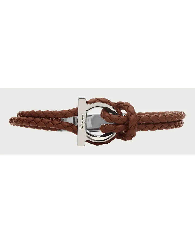 Ferragamo Herren Armband mit Gancini-Detail - Größe 17 Braun Braun