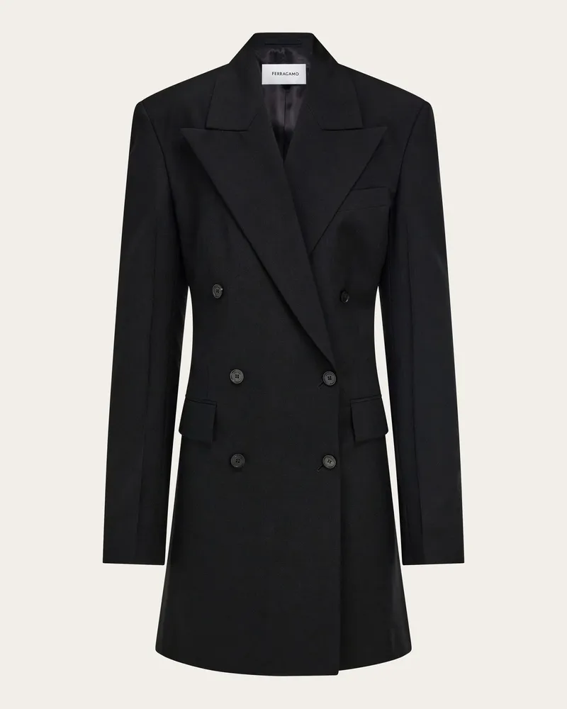 Ferragamo Damen Zweireihiger Blazer Schwarz Schwarz