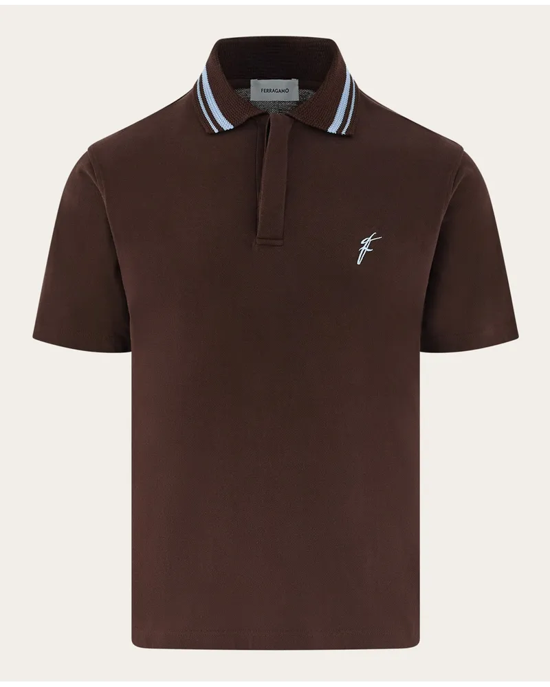 Ferragamo Herren Polohemd aus Bio-Baumwolle Braun Braun
