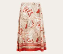 Damen Langer Rock mit Rooster-Print Orange