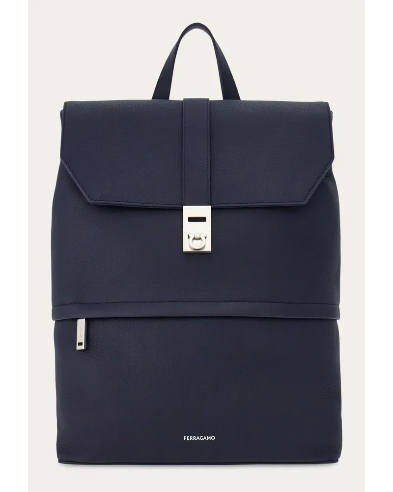 Ferragamo Herren Rucksack mit Gancini-Schnalle Blau Blau