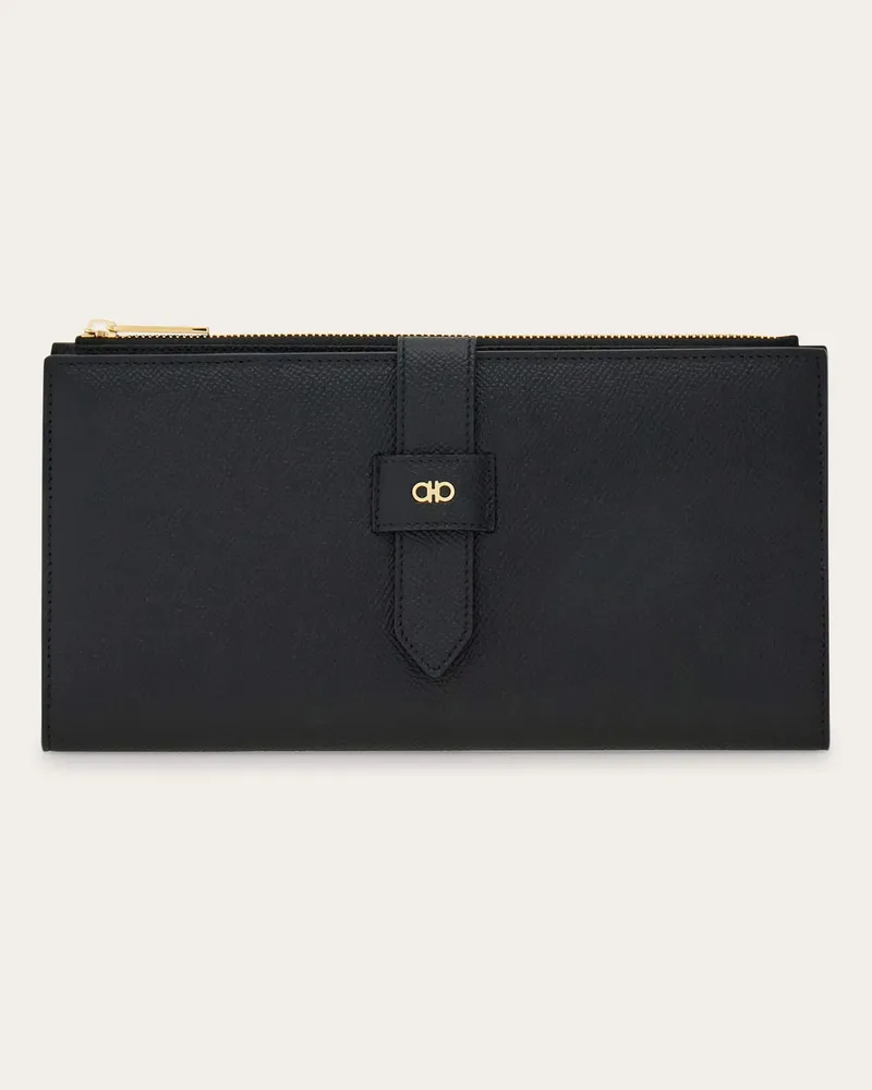 Ferragamo Herren Dokumententasche mit Mikro-Gancini Schwarz Schwarz