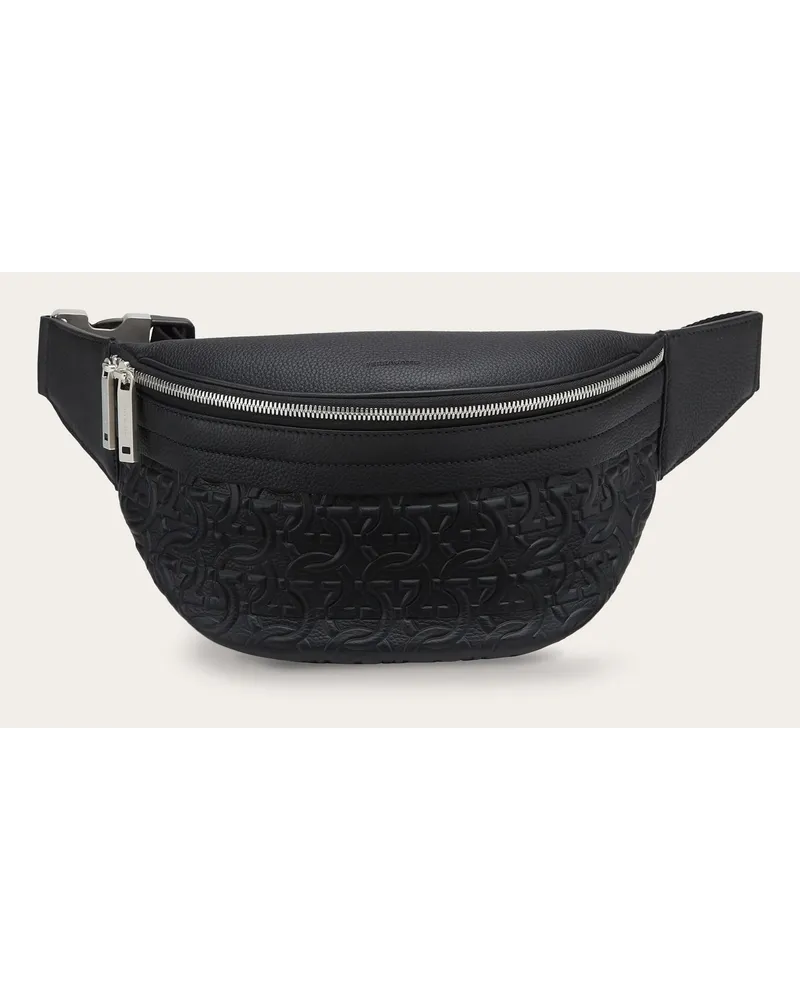 Ferragamo Herren Gürteltaschen mit Gancini-Prägung Schwarz Schwarz