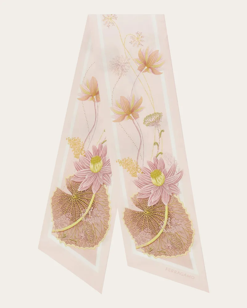 Ferragamo Damen Bandeau-Tuch mit Seerosen-Print Rosa Rosa