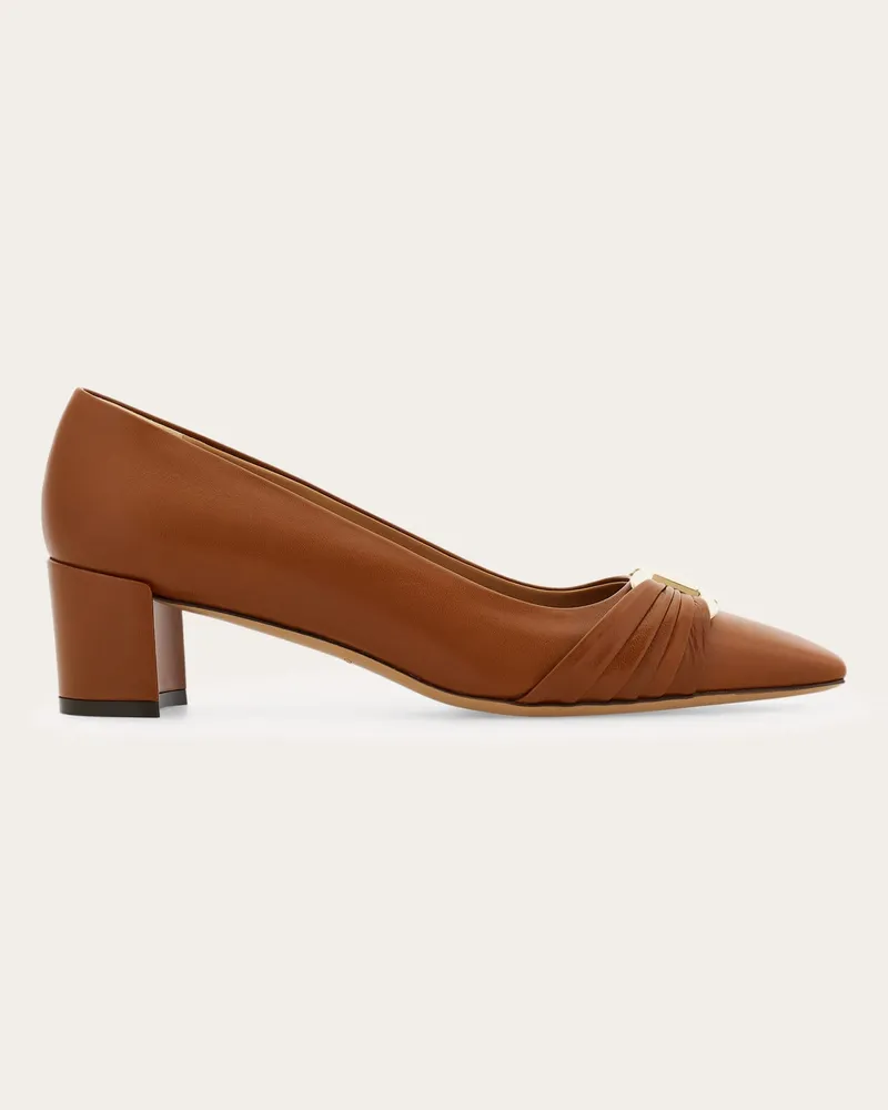 Ferragamo Damen Pumps mit Gancini-Ornament Braun Größe Braun