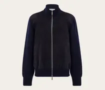Herren Blouson aus Veloursleder und Maschenware Blau