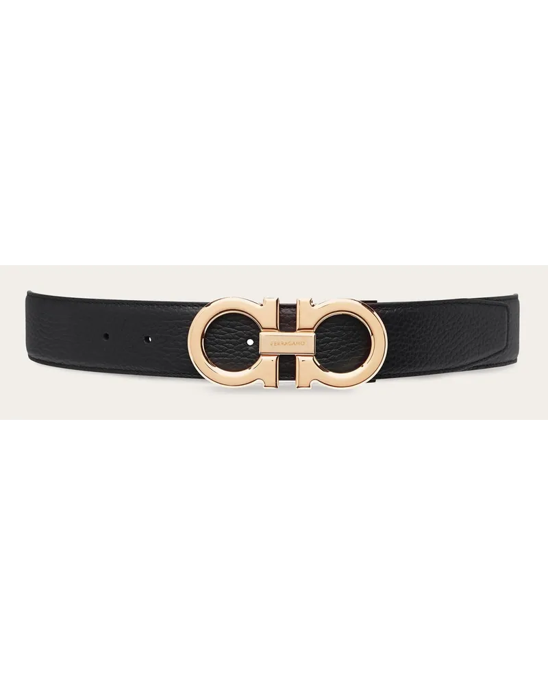 Ferragamo Herren Verstellbarer Gancini Wendegürtel Schwarz Schwarz