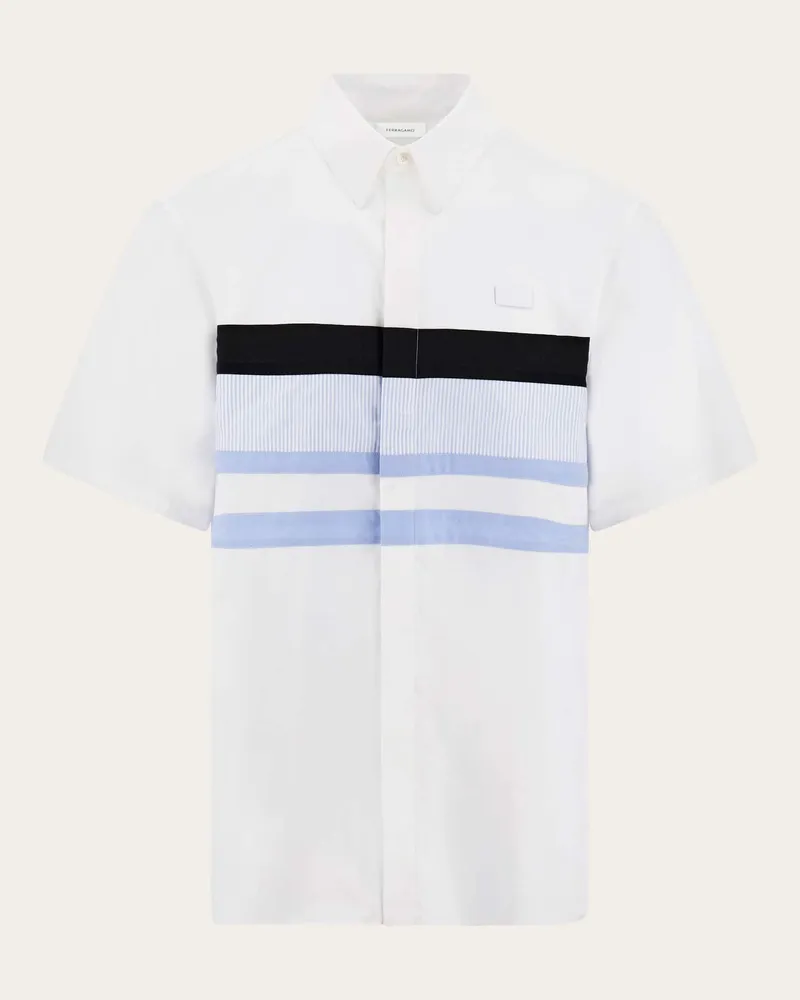 Ferragamo Herren Hemd mit Materialaufnäher Weiß Weiß