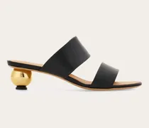 Damen Slide mit plastischem Absatz Schwarz Größe