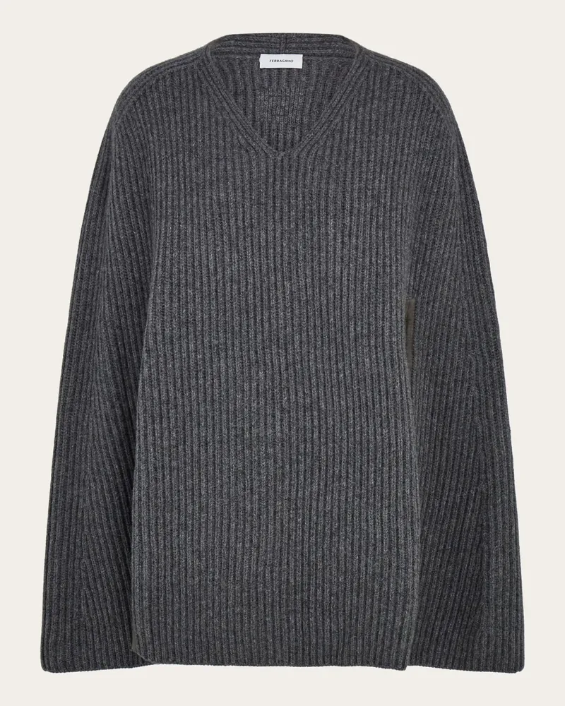 Ferragamo Damen Cape aus Kaschmir-Mischwolle Grau Grau