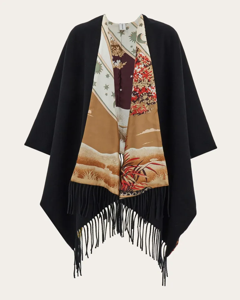 Ferragamo Wende Cape mit Day & Night Print Schwarz