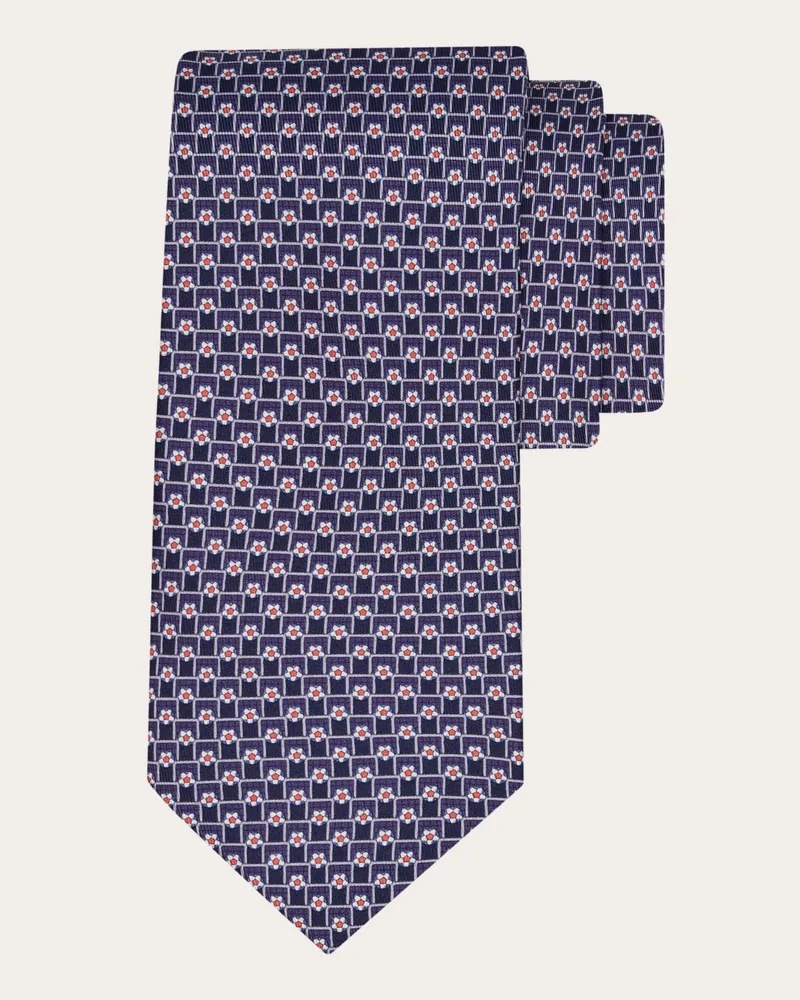 Ferragamo Herren Seidenkrawatte mit Turnier-Print Blau Blau