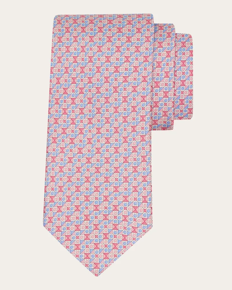 Ferragamo Herren Seidenkrawatte mit Gancini square-Print Rosa Rosa