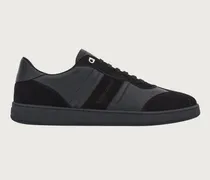 Herren Low-Top-Sneaker mit Signatur Schwarz Größe