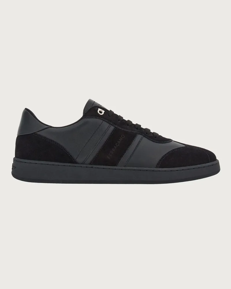 Ferragamo Herren Low-Top-Sneaker mit Signatur Schwarz Größe Schwarz