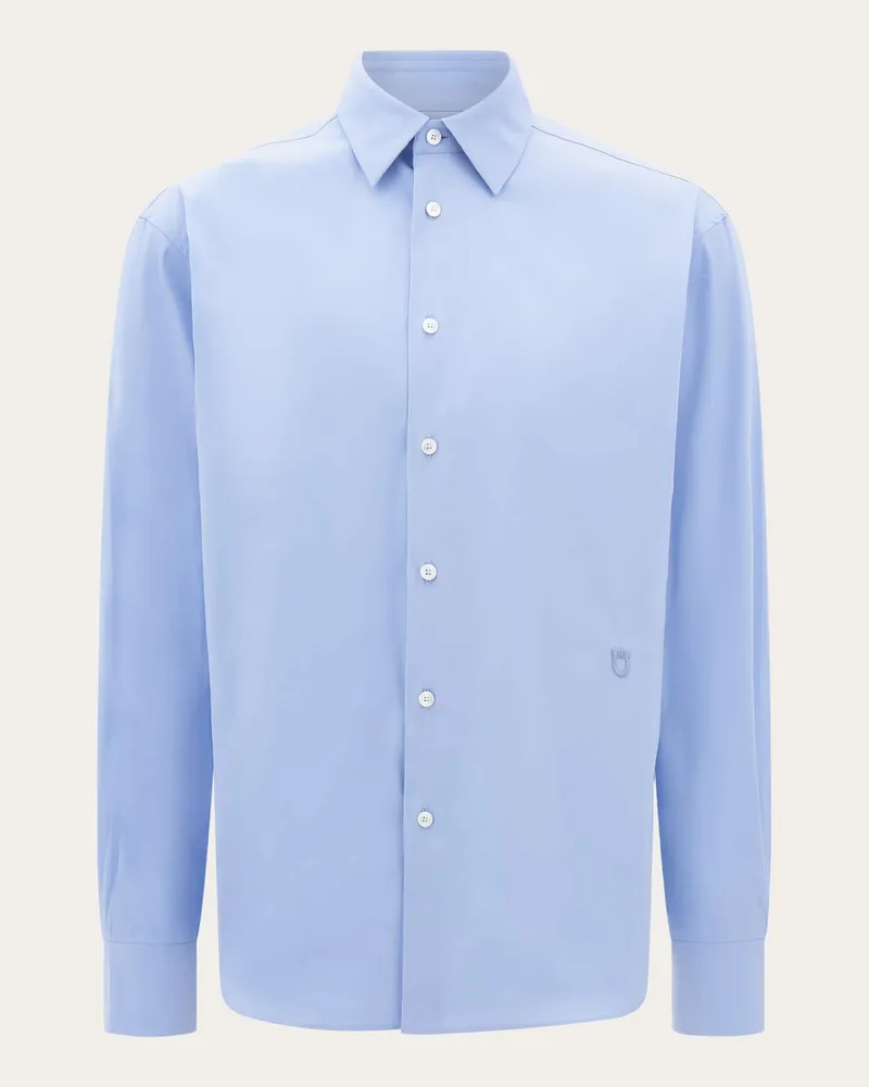 Ferragamo Herren Hemd mit Mikroprint Blau Blau