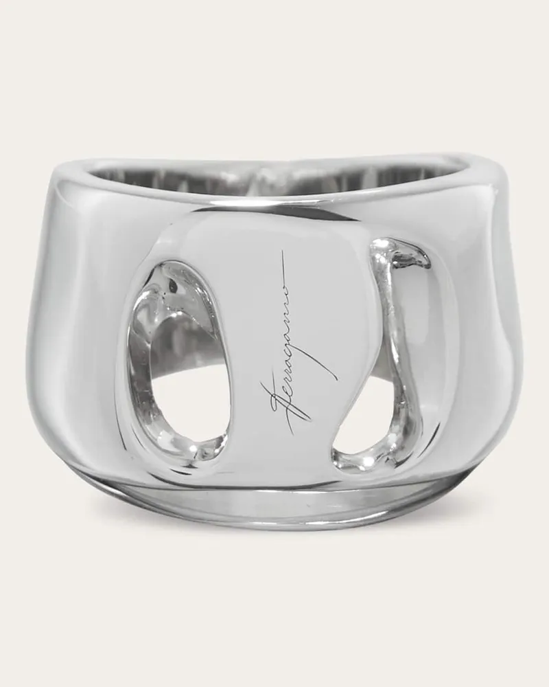 Ferragamo Damen Ring Vara-Schnalle-– Größe 54 Silber Silber