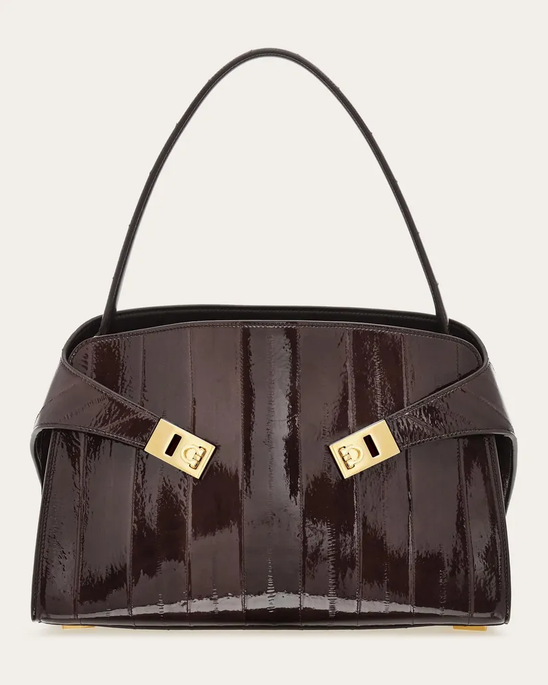 Ferragamo Damen Hug Soft Schultertasche (M) Braun Braun