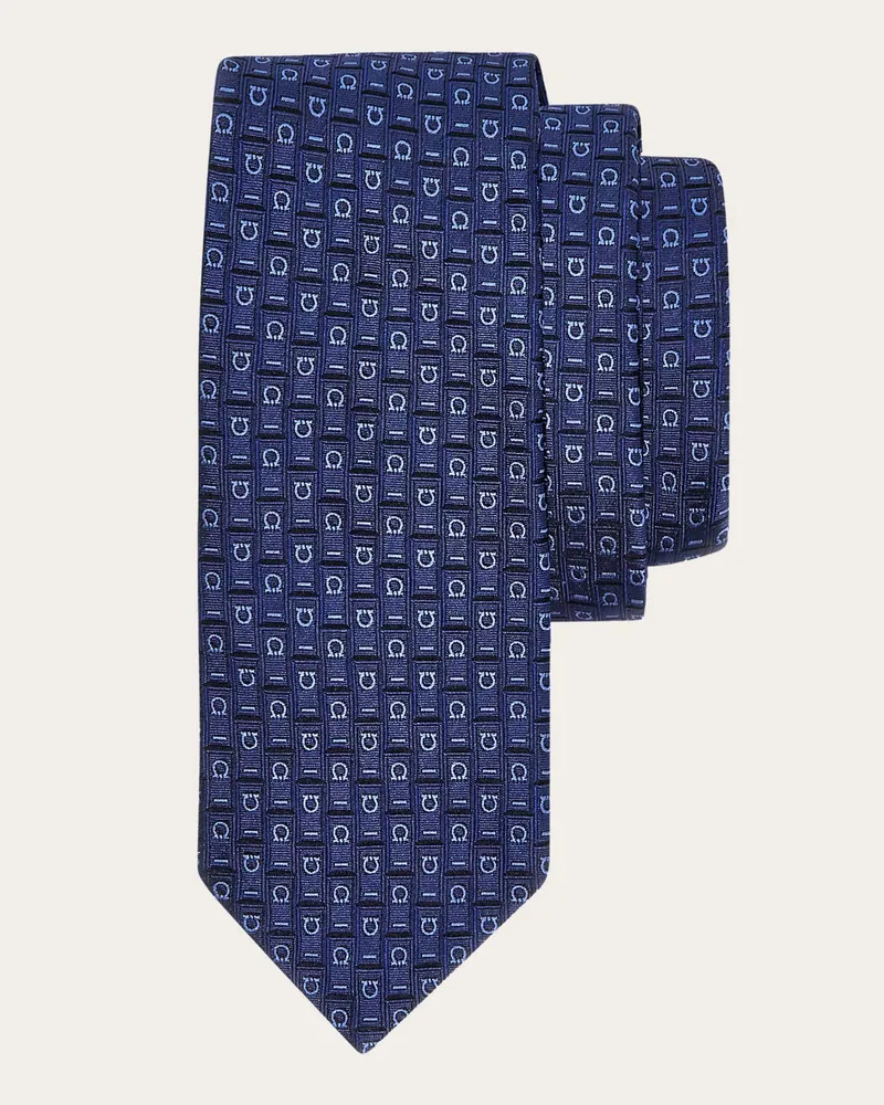 Ferragamo Herren Jacquard-Krawatte mit Ferragamo-Monogramm-Motiv Blau Blau