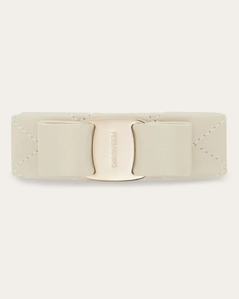 Ferragamo Damen Haarspange mit Steppmuster und Vara-Schleife Weiß Weiß