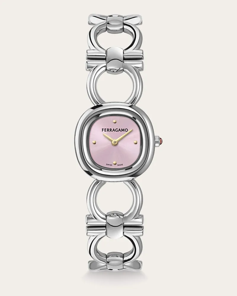 Ferragamo Damen Double Gancini Uhr Silber Silber