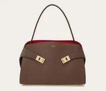 Damen Zweifarbige Schultertasche Hug Soft (M) Braun