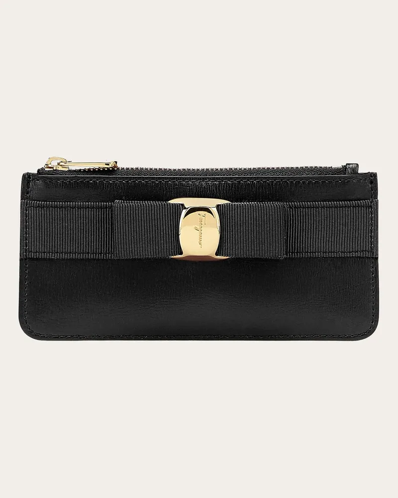 Ferragamo Damen Kreditkartenetui mit Vara-Schleife Schwarz Schwarz
